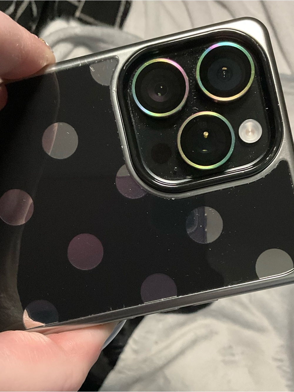 iPhone 16 Pro Max Black Polka Dot Protective Case